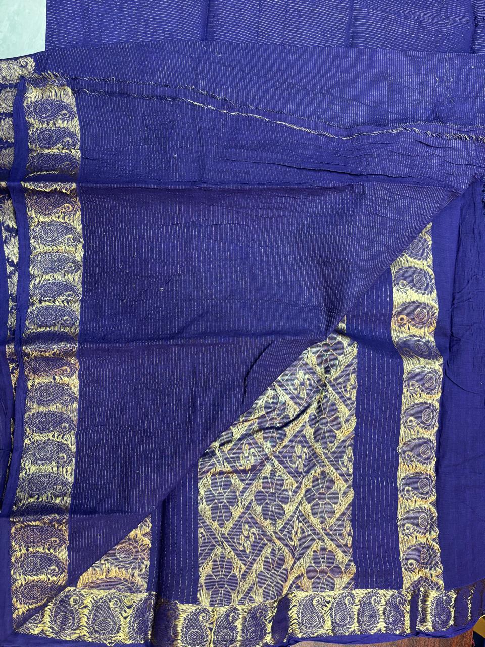 Handloom Saree with Threaded jari design - Blue