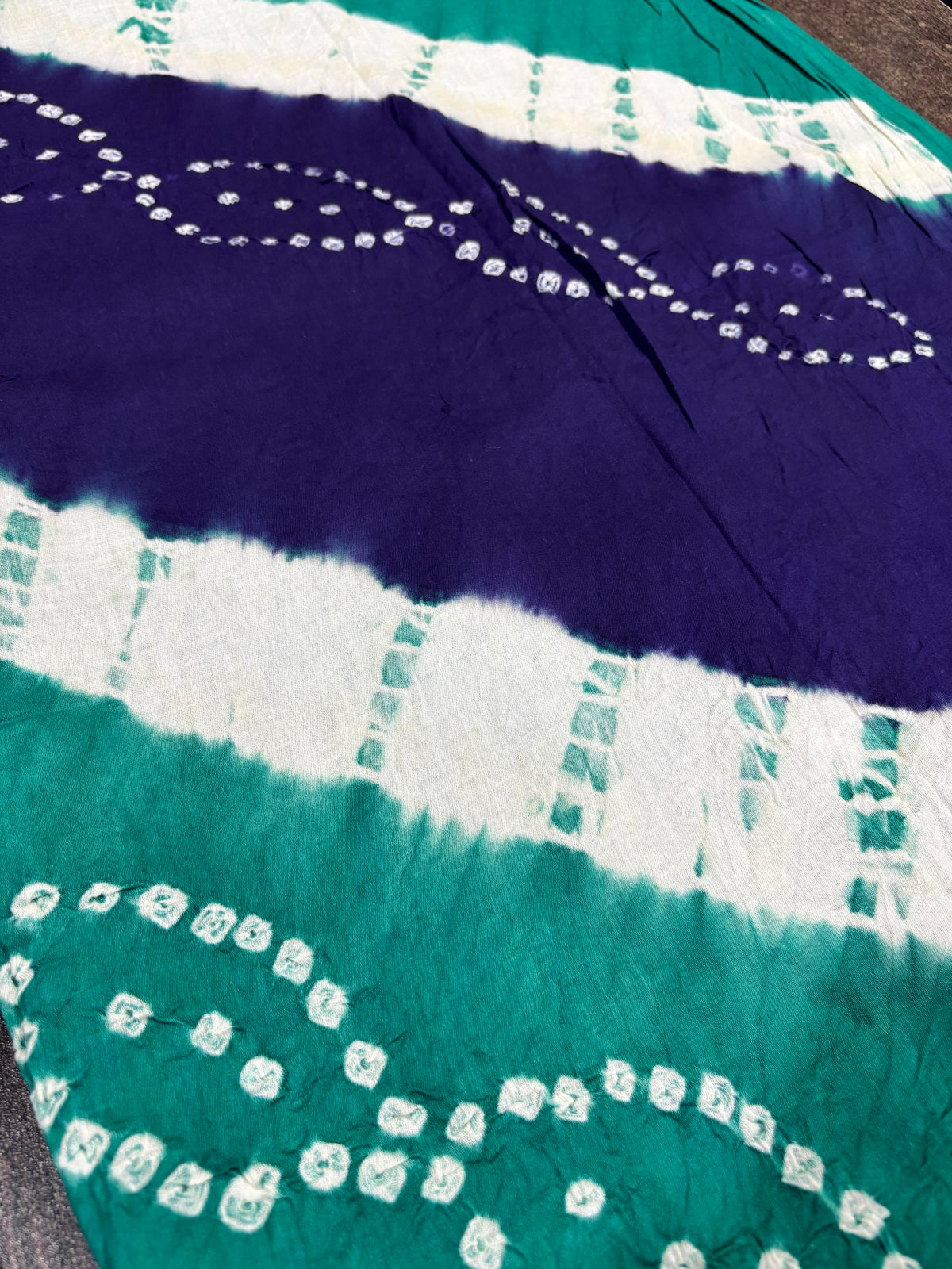 Madurai Pure Cotton Sungudi Chudithar Material Set – Handcrafted Indigo & Teal Green Dual-Tone Ethnic Dress Material