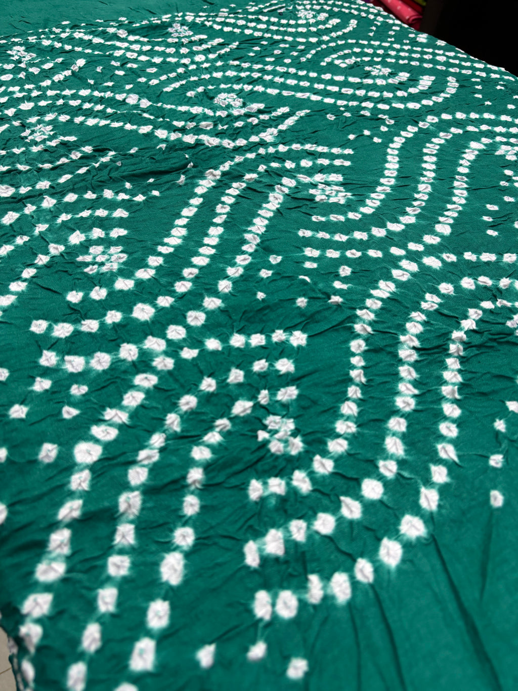Madurai Pure Cotton Sungudi Chudithar Material Set – Handprinted Green Ethnic Dress Material