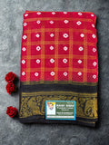 Handknot Saree with Kaikattu Design - Red