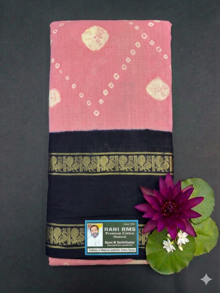 Handloom Saree with Big borders - Pink