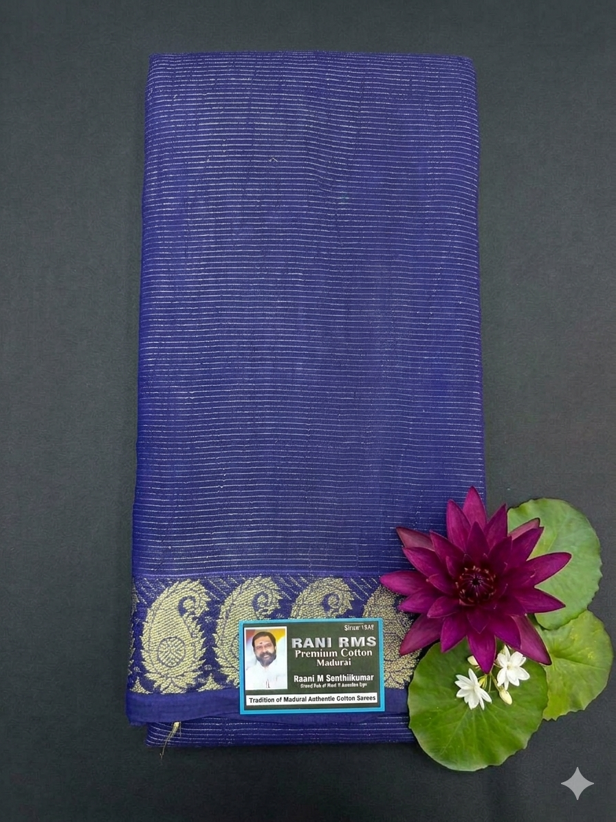 Handloom Saree with Threaded jari design - Blue