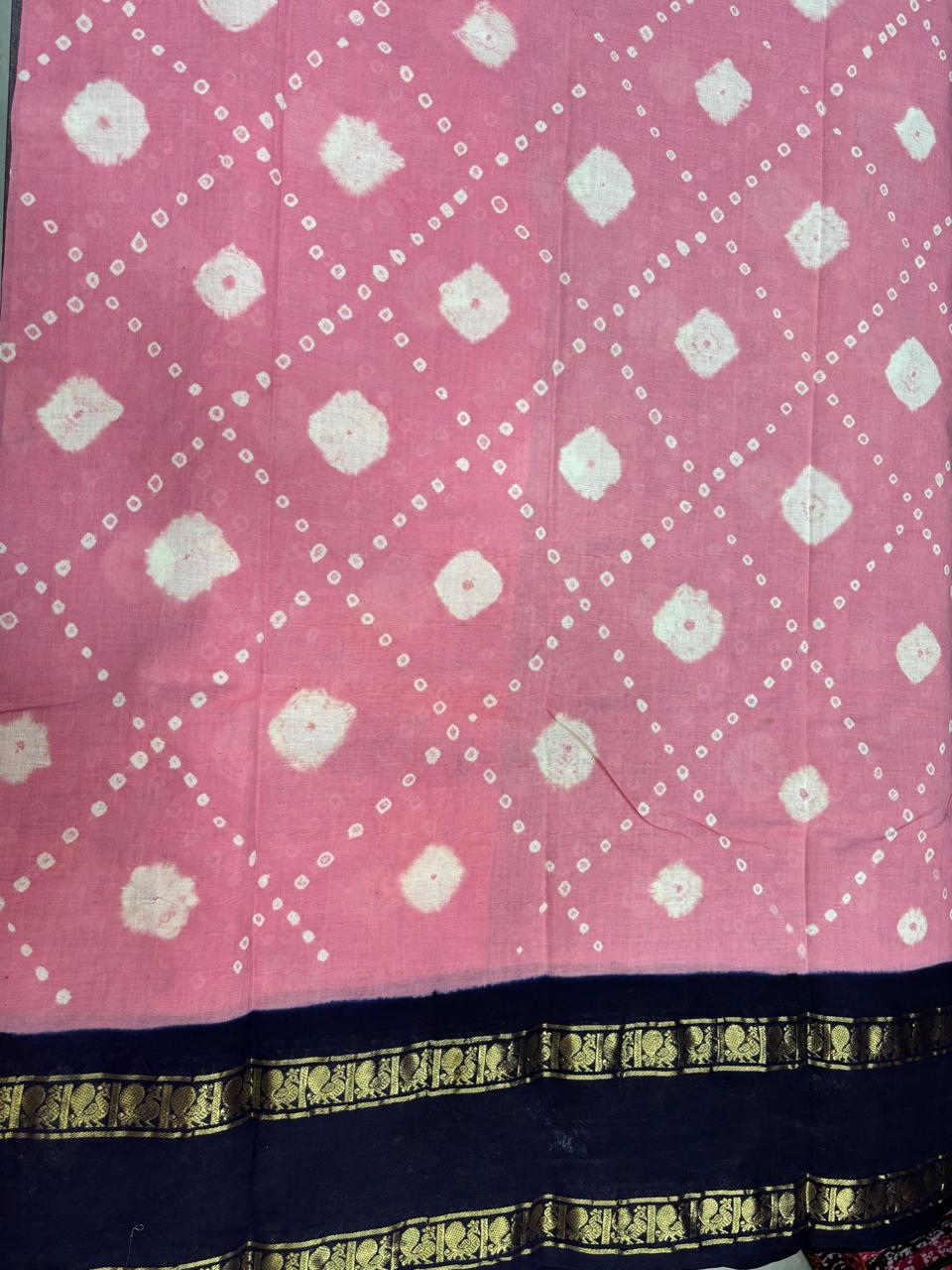 Handloom Saree with Big borders - Pink