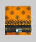 Sungudi Saree - Block Print - Mustard - Kolam - Rangoli