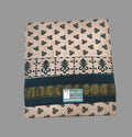 Sungudi Saree - Block Print - Light Beige - Leaf Motif