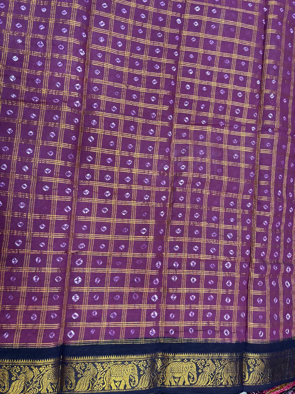 Handknot Saree with Kaikattu Design - Violet