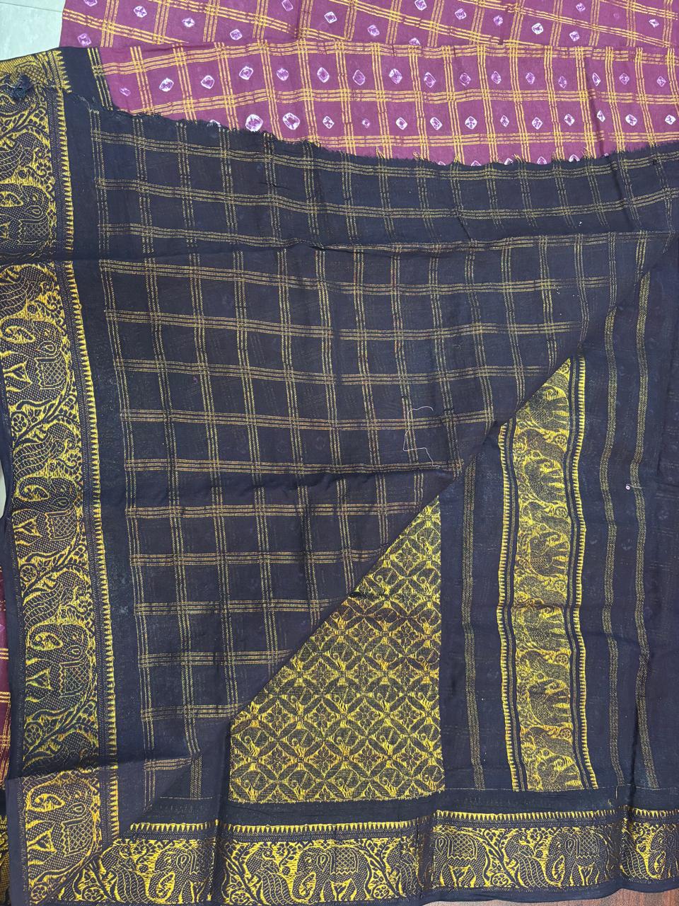 Handknot Saree with Kaikattu Design - Violet